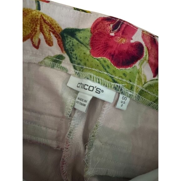 CHICOS Hawaiian Floral Capris Cropped Pants Size 00 / US 2 - Picture 4 of 8